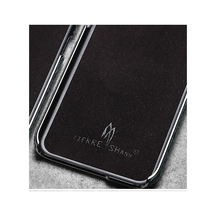 FIERRE SHANN Crocodile Grain Top-layer Cowhide Genuine Leather Coated PC Plated Case for iPhone 7 Plus - Black-3