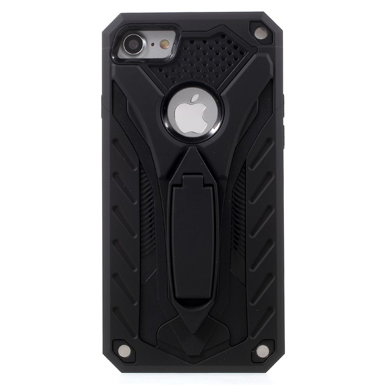 Drop-proof Rugged PC + TPU Hybrid Case with Kickstand for iPhone 7 4.7 inch - Black-3