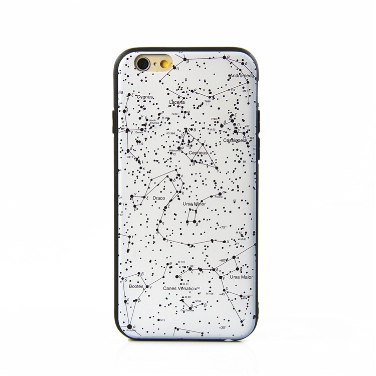 For iPhone 6 6s 4.7 inch 3D Relief Printing Plastic + TPU Hybrid Shell - Planisphere / White-1