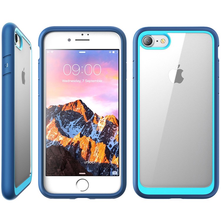 Todos os bordos embrulhados resistentes à gota acrílico TPU Combo Phone Shell para iPhone 8 / iPhone 7 4.7 polegadas - azul-4