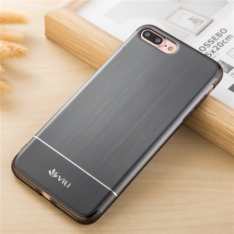 VILI Drop-proof Brushed PC TPU Combo Back Case for iPhone 7 Plus 5.5 inch - Grey-1