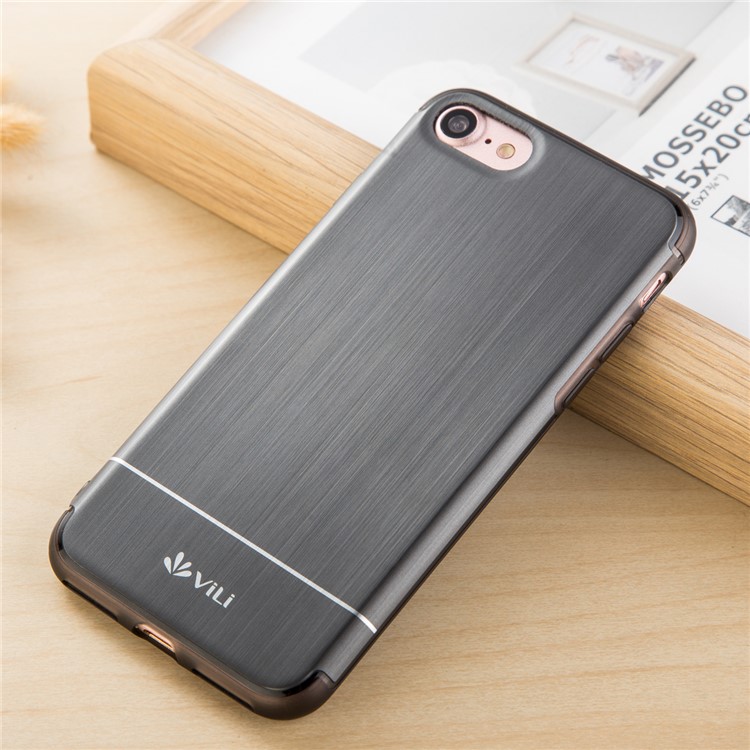 VILI Drop-proof Brushed Plastic TPU Smartphone Case for iPhone 7 4.7 inch - Grey-1