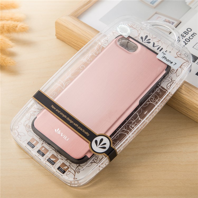 VILI Drop-proof Brushed Plastic TPU Smartphone Case for iPhone 7 4.7 inch - Grey-4