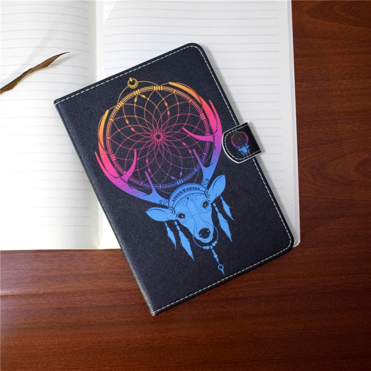 Pattern Printing Leather Wallet Stand Case for iPad Mini 4 - Deer Head Dream Catcher-1