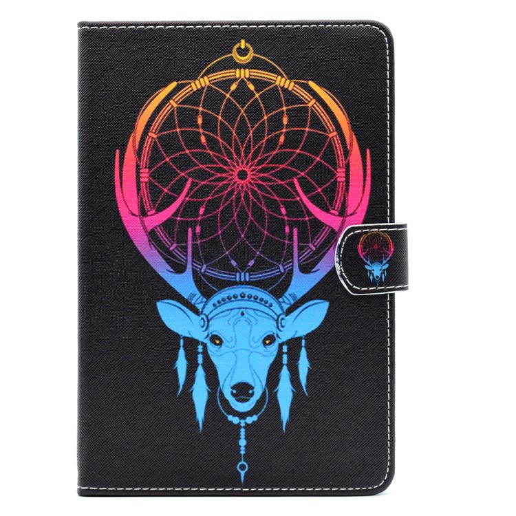 Pattern Printing Leather Wallet Stand Case for iPad Mini 4 - Deer Head Dream Catcher-2