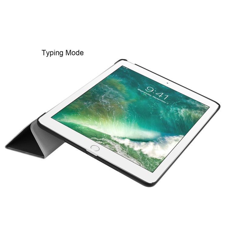 Para IPad 9.7 (2018) / 9.7 (2017) Tri-Fold Stand Lightweight PROTECTOR PROTECTOR INTELIGENTE CUBIERTA DE LA TABLE DE LA TABLE - Negro-6