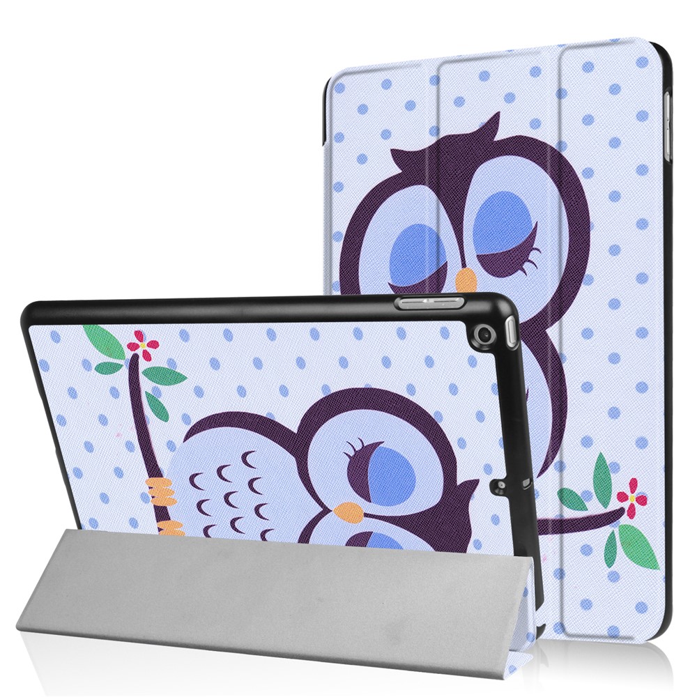 Tri-fold Stand Leather Case Pattern Printing Smart Wake/Sleep Design for iPad 9.7 (2018) / 9.7 (2017) - Napping Owl