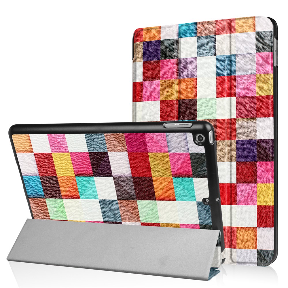 Tri-fold Stand Leather Case Pattern Printing Smart Wake/Sleep Design for iPad 9.7 (2018) / 9.7 (2017) - Colorful Cheakers