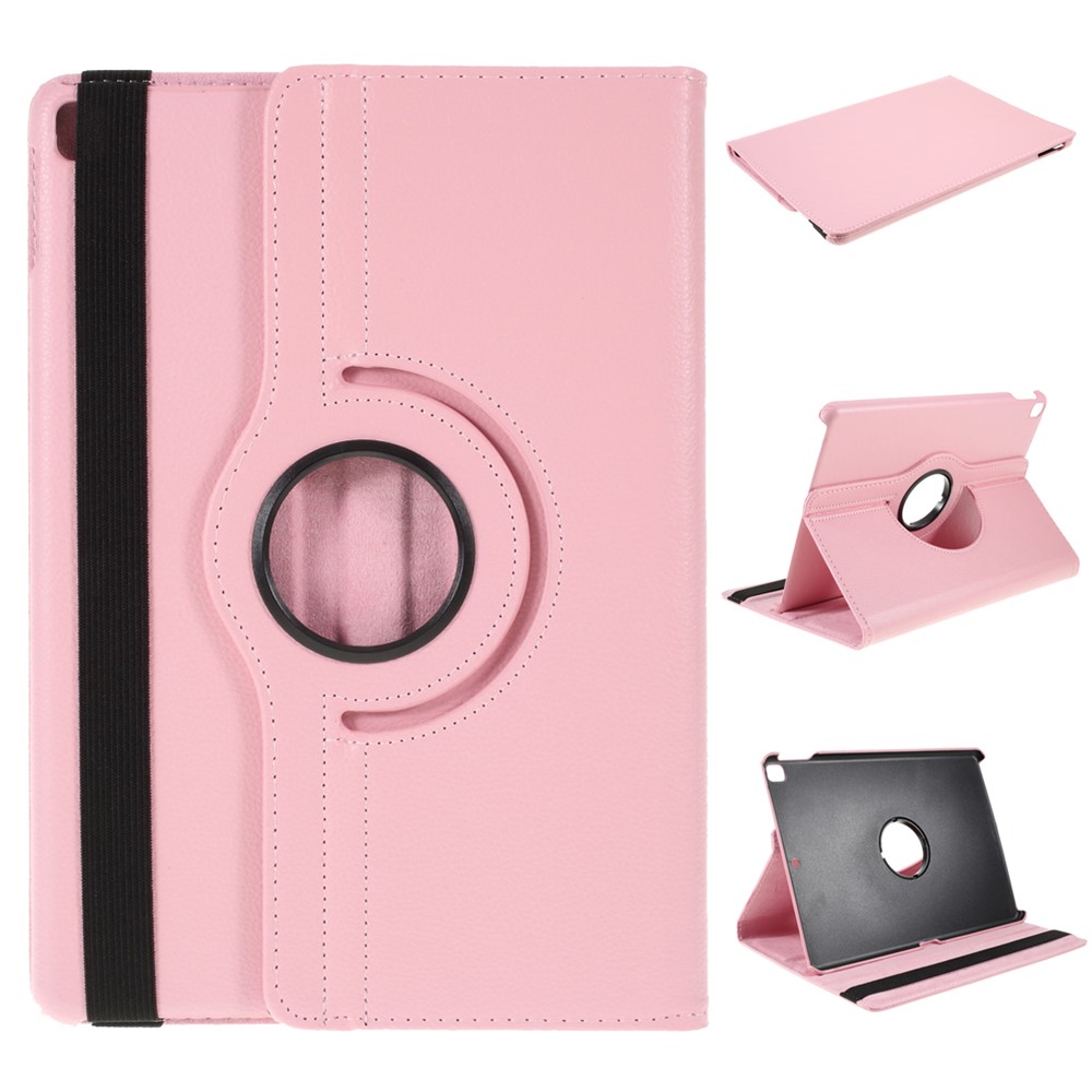 Leather Cover for iPad Air 10.5 (2019)/Pro 10.5 (2017)/iPad 10.2 (2021)/(2020)/(2019) Litchi Texture Rotary Stand Tablet Case - Pink