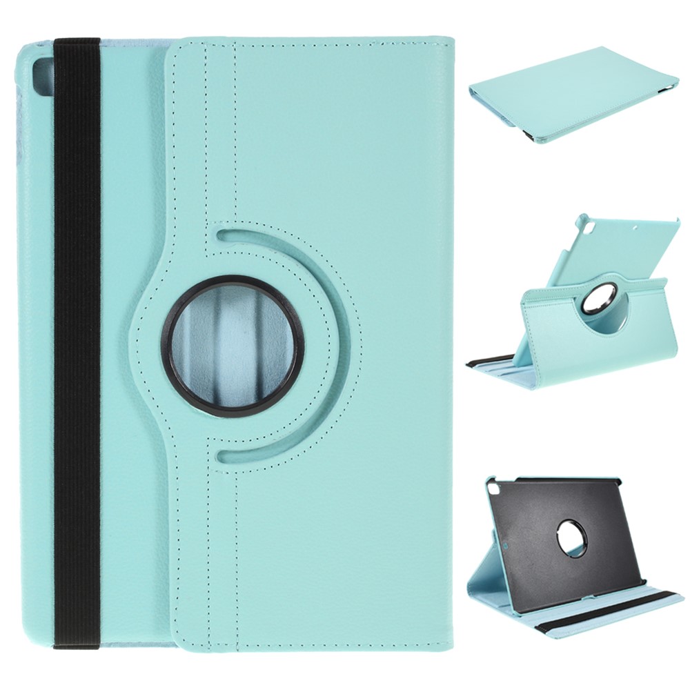 Leather Cover for iPad Air 10.5 (2019)/Pro 10.5 (2017)/iPad 10.2 (2021)/(2020)/(2019) Litchi Texture Rotary Stand Tablet Case - Baby Blue