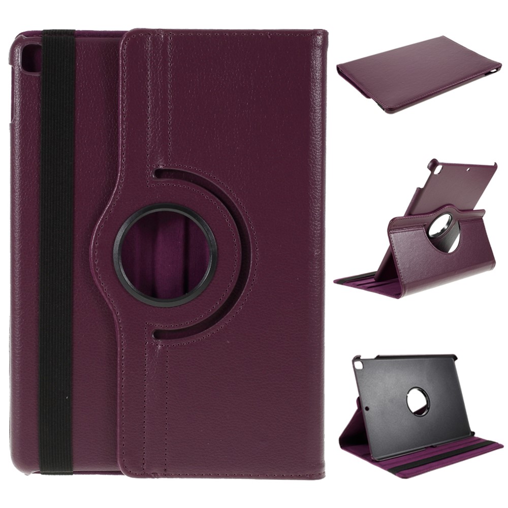 Leather Cover for iPad Air 10.5 (2019)/Pro 10.5 (2017)/iPad 10.2 (2021)/(2020)/(2019) Litchi Texture Rotary Stand Tablet Case - Purple