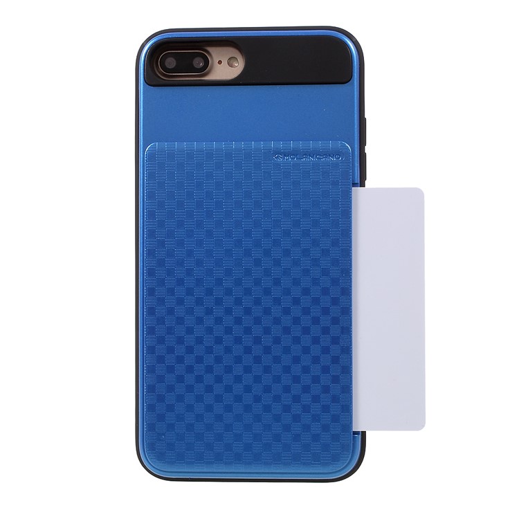 MOLAN CANO Hybrid TPU + PC Mobile Phone Case with Card Holder for iPhone 7 Plus - Blue-3