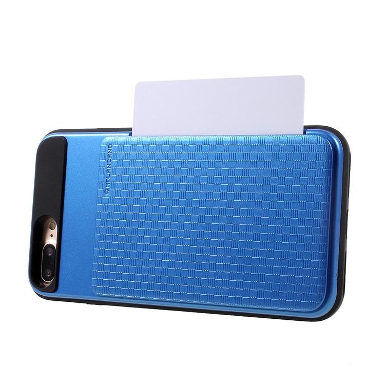 MOLAN CANO Hybrid TPU + PC Mobile Phone Case with Card Holder for iPhone 7 Plus - Blue-4