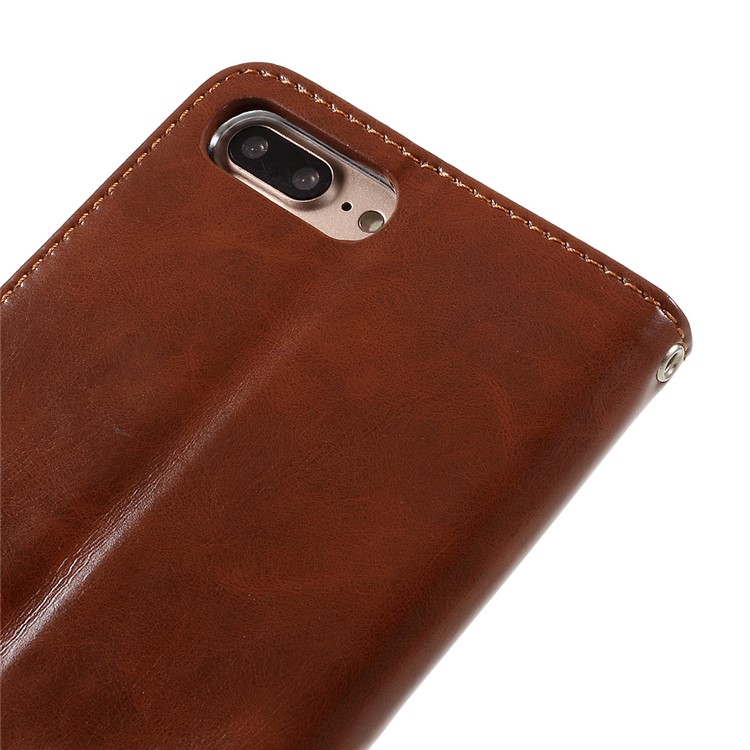 MOLAN CANO Splicing Contrast Color Leather Wallet Stand Phone Case for iPhone 7 Plus - Black / Brown-10
