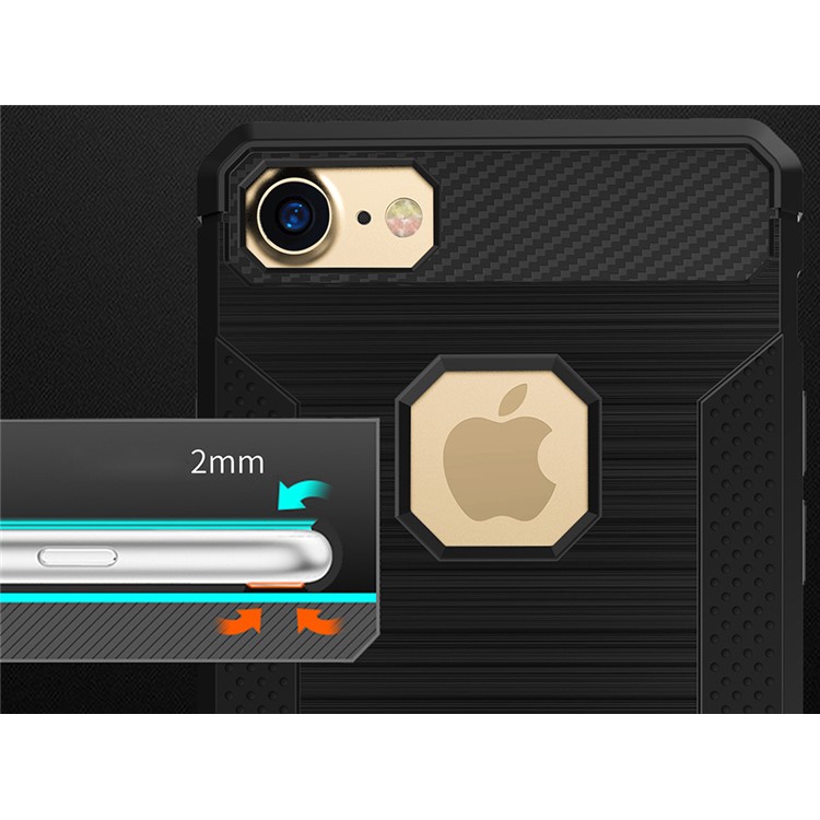 For iphone 7 Carbon Fibre Texture Anti-skid Brushed Thin TPU Cell Phone Case - Black-11