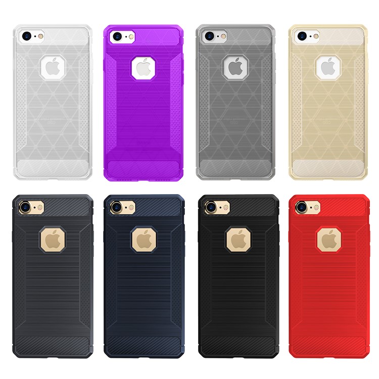 For iphone 7 Carbon Fibre Texture Anti-skid Brushed Thin TPU Cell Phone Case - Black-14