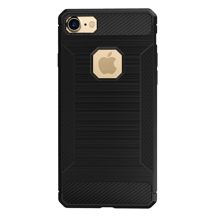 For iphone 7 Carbon Fibre Texture Anti-skid Brushed Thin TPU Cell Phone Case - Black-2