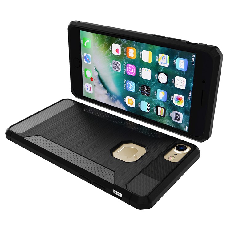For iphone 7 Carbon Fibre Texture Anti-skid Brushed Thin TPU Cell Phone Case - Black-5
