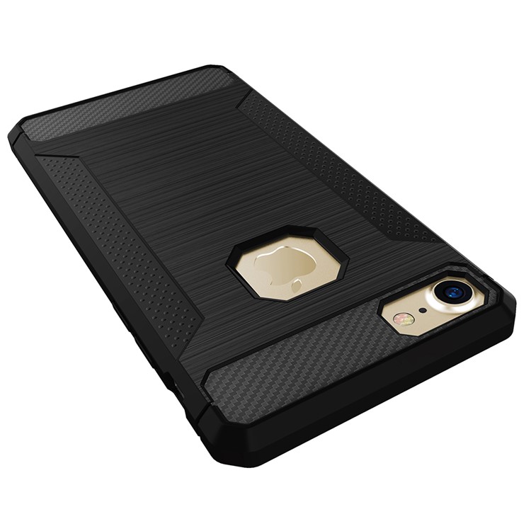For iphone 7 Carbon Fibre Texture Anti-skid Brushed Thin TPU Cell Phone Case - Black-6