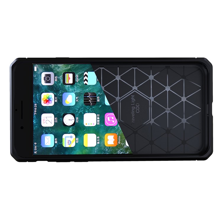 For iphone 7 Carbon Fibre Texture Anti-skid Brushed Thin TPU Cell Phone Case - Black-8