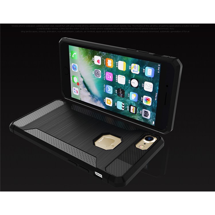 For iphone 7 Carbon Fibre Texture Anti-skid Brushed Thin TPU Cell Phone Case - Black-9