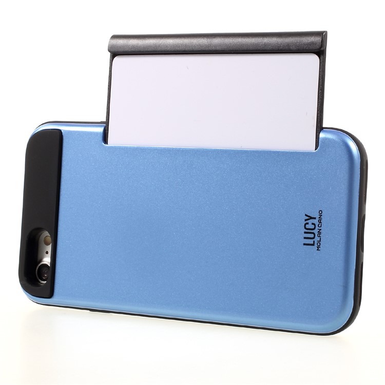 LUCY Card Bumper Card Holder PC TPU Phone Case for iPhone 7 - Blue-4