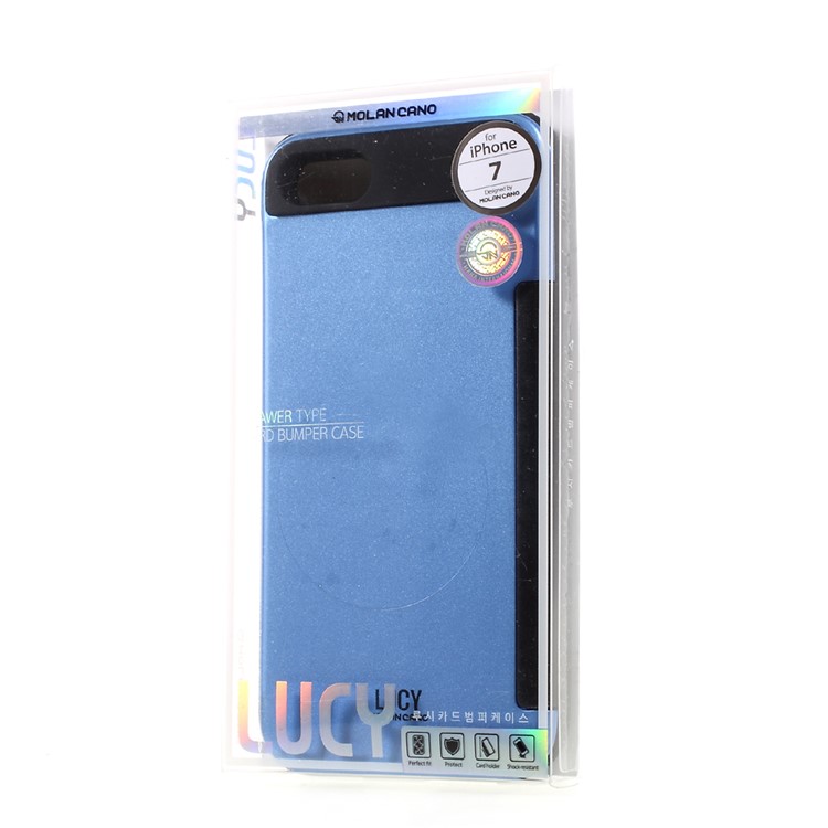 LUCY Card Bumper Card Holder PC TPU Phone Case for iPhone 7 - Blue-5
