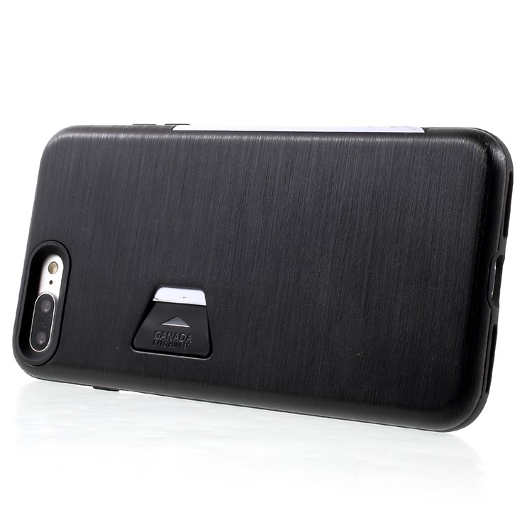 Brushed Plastic TPU Back Phone Case with Card Slot for iPhone 7 Plus 5.5 Inch - Black-3
