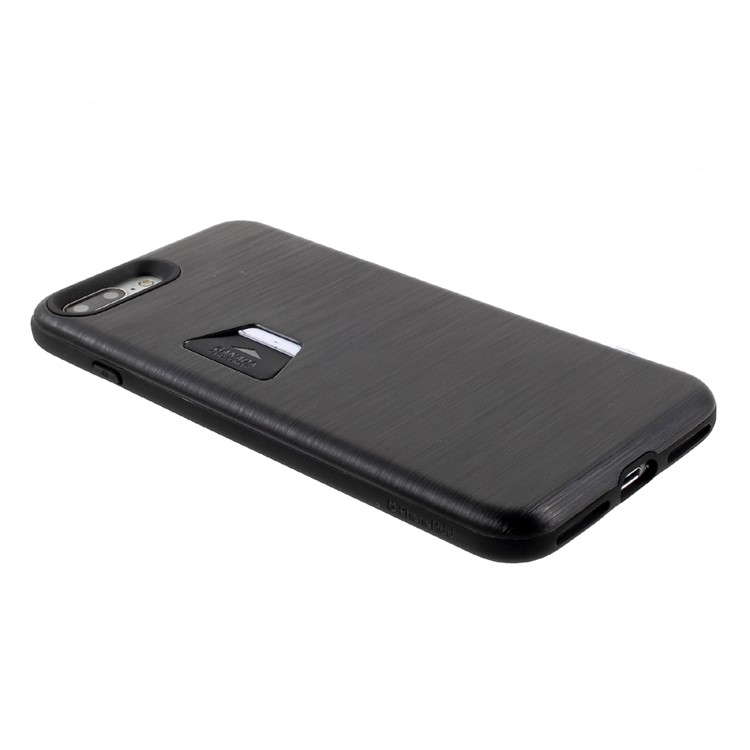 Brushed Plastic TPU Back Phone Case with Card Slot for iPhone 7 Plus 5.5 Inch - Black-4