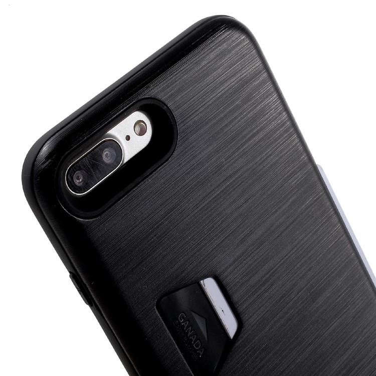 Brushed Plastic TPU Back Phone Case with Card Slot for iPhone 7 Plus 5.5 Inch - Black-7