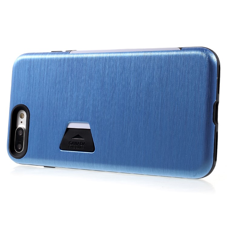 Brushed Plastic TPU Hybrid Case with Card Slot for iPhone 7 Plus 5.5 Inch - Blue-3