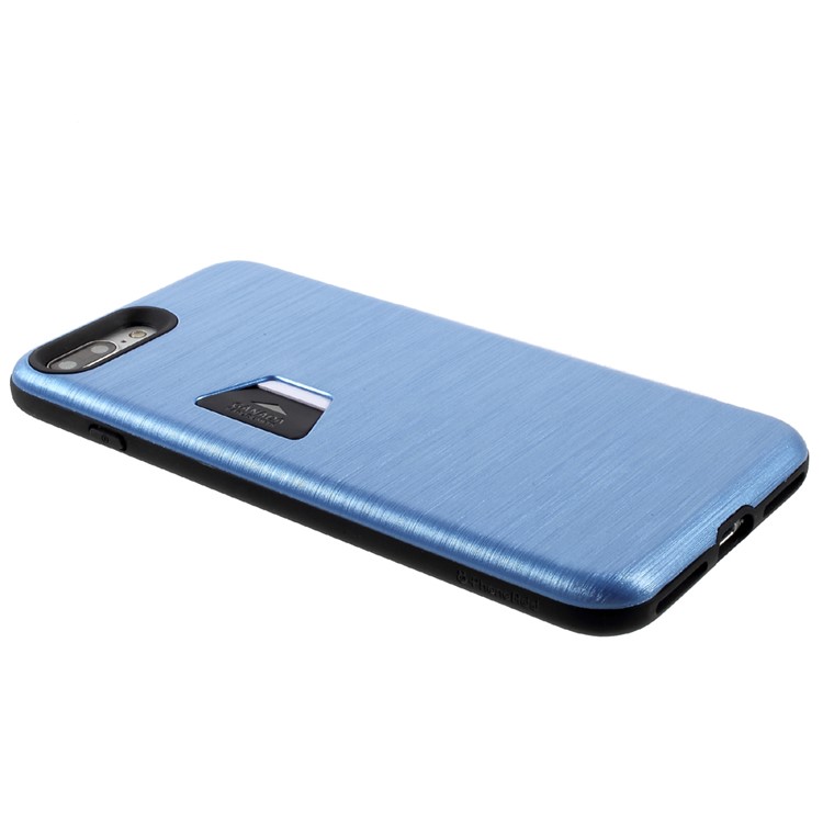Brushed Plastic TPU Hybrid Case with Card Slot for iPhone 7 Plus 5.5 Inch - Blue-4