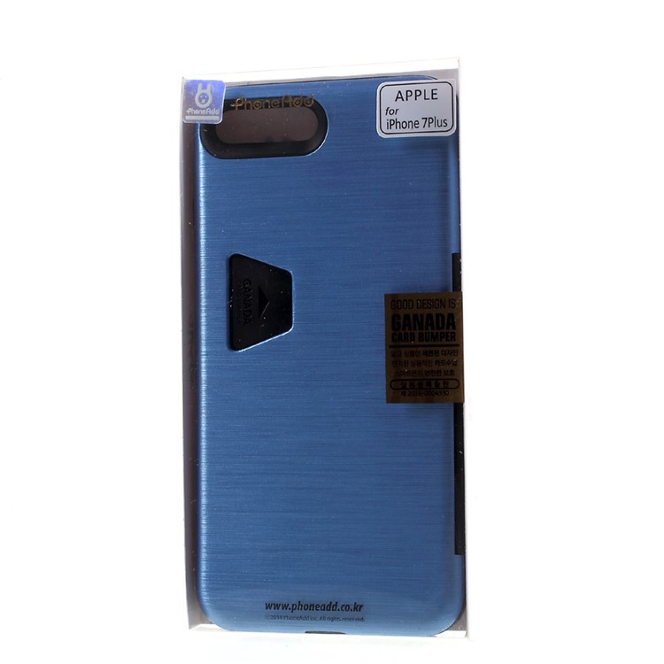 Brushed Plastic TPU Hybrid Case with Card Slot for iPhone 7 Plus 5.5 Inch - Blue-5