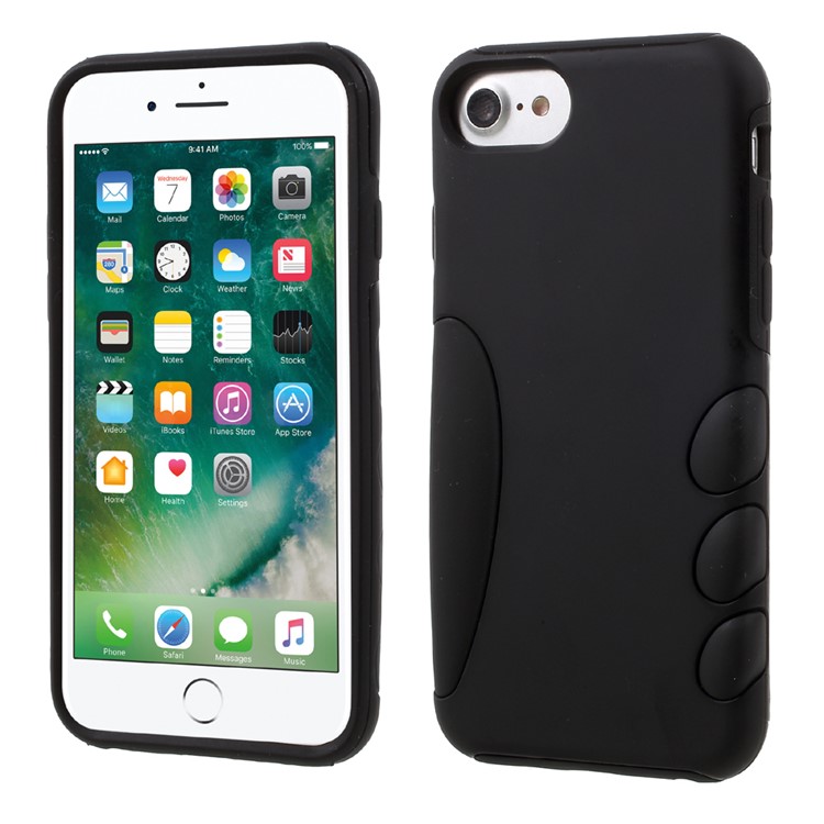 For iPhone 7 Hybrid 2-in-1 Silicone + PC Phone Case - Black-1