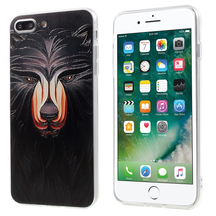 EDIVIA Embossment Black Lion Pattern TPU Back Case Cover for iPhone 7 Plus 5.5 inch-1