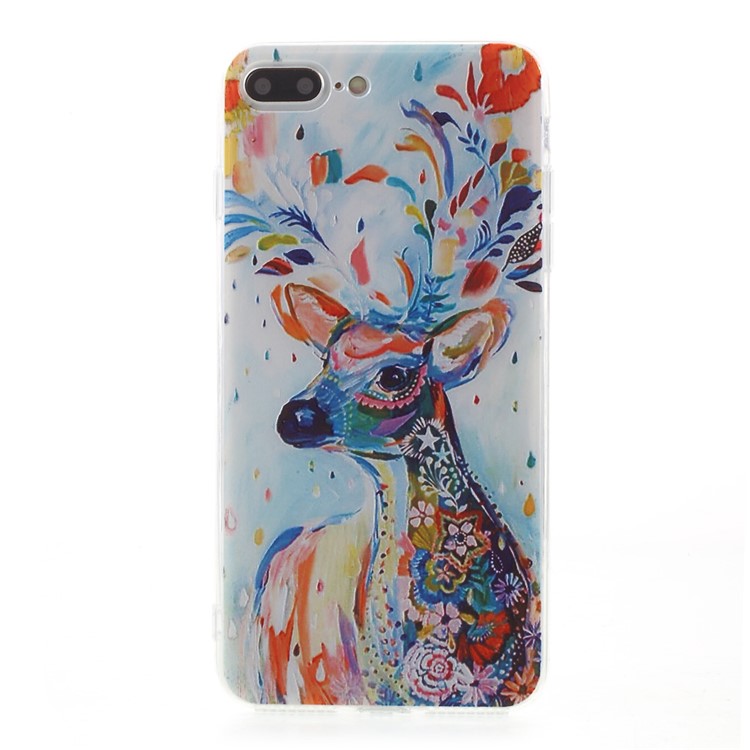 EDIVIA Embossment Colorful Elk Pattern TPU Cell Phone Case for iPhone 7 Plus 5.5 inch-1