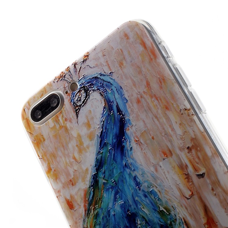 EDIVIA Embossment Peacock Pattern TPU Phone Shell Case Accessory for iPhone 7 Plus 5.5 inch-6