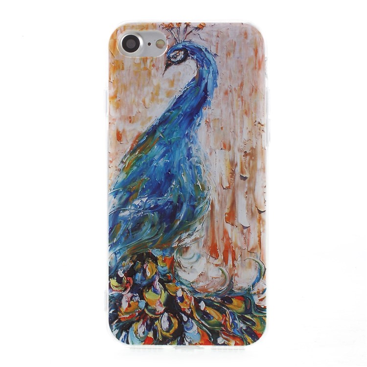 EDIVIA Embossment Peacock Pattern TPU Back Case Accessory for iPhone 7 4.7 inch-1