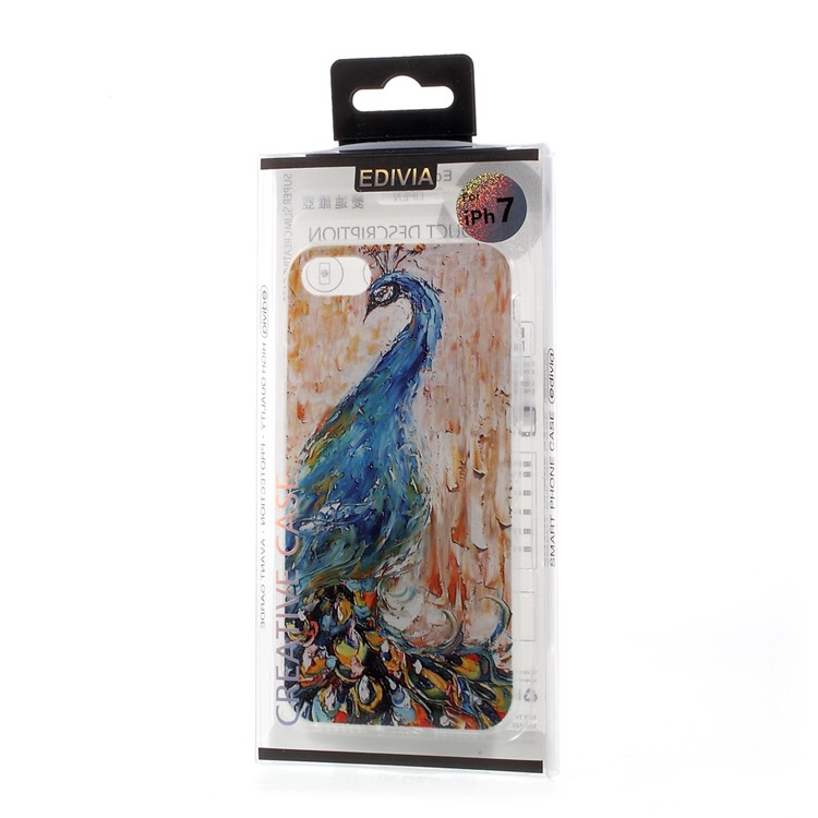 EDIVIA Embossment Peacock Pattern TPU Back Case Accessory for iPhone 7 4.7 inch-9