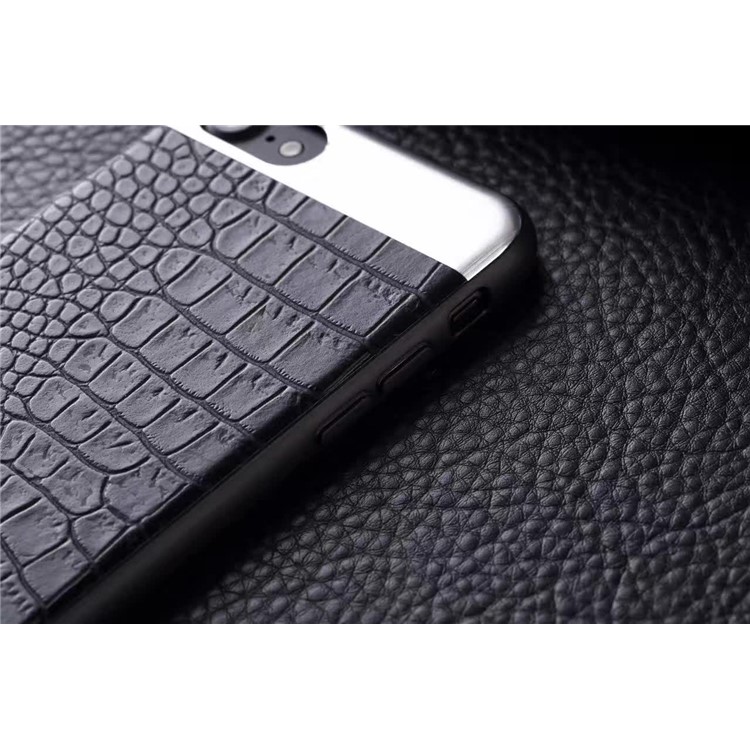 EDIVIA Crocodile Texture Leather Metal Coated PC TPU Back Case for iPhone 7 4.7 inch - Black-3