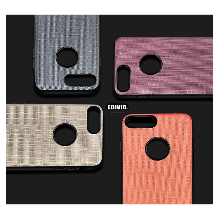 EDIVIA Cloth Texture PU Leather Coated PC + TPU Combo Case with Built-in Metal Sheet for iPhone 7 Plus - Grey-10