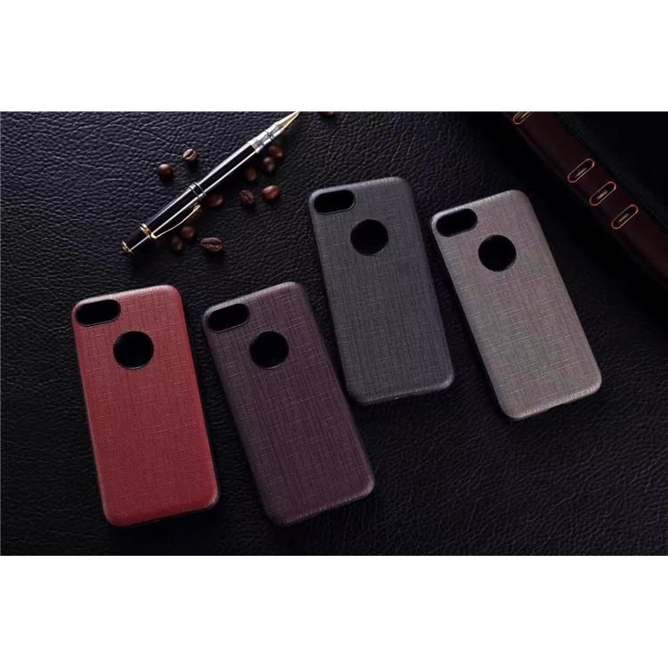 EDIVIA Cloth Texture PU Leather Coated PC + TPU Combo Case with Built-in Metal Sheet for iPhone 7 Plus - Grey-11