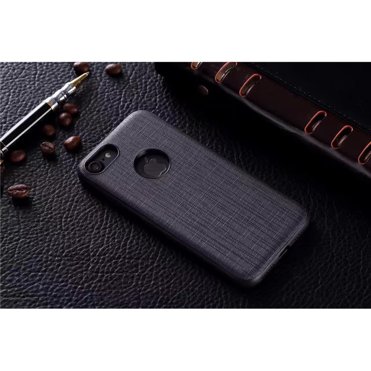 EDIVIA Cloth Texture PU Leather Coated PC + TPU Combo Case with Built-in Metal Sheet for iPhone 7 Plus - Grey-3
