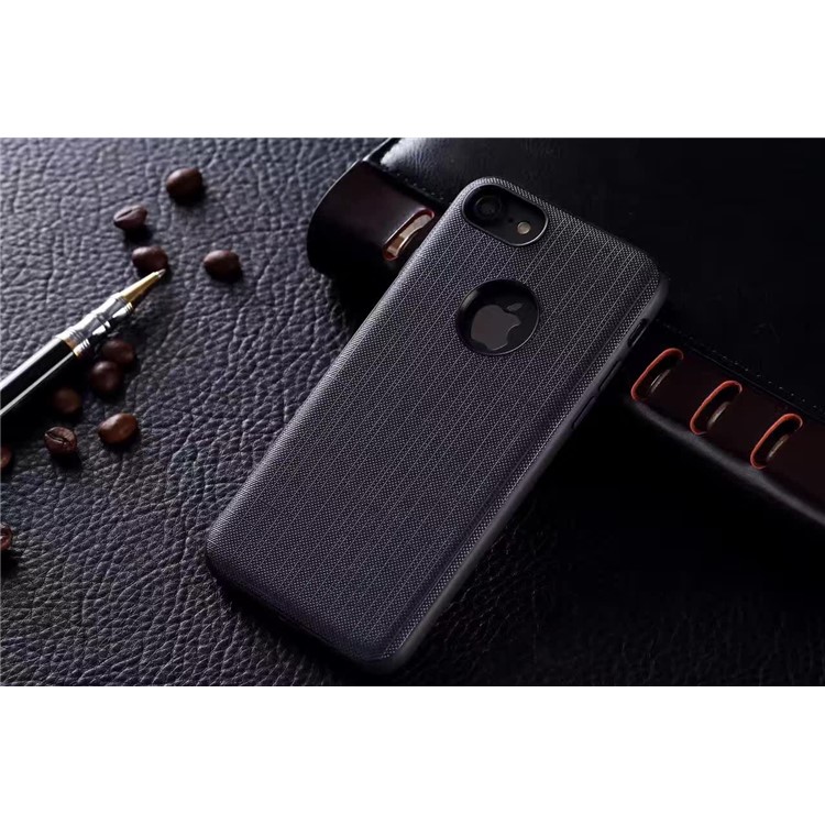 EDIVIA Cloth Texture PU Leather Coated PC + TPU Combo Case with Built-in Metal Sheet for iPhone 7 Plus - Grey-8