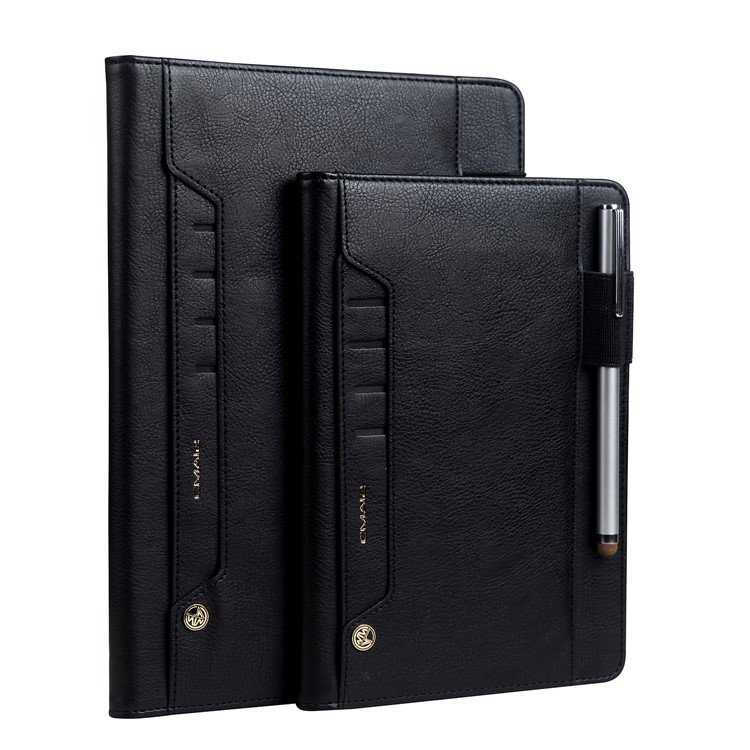 CMAI2 Leather Card Slots Stand Case with Stylus Pen Holder for iPad Mini 4 - Black-13
