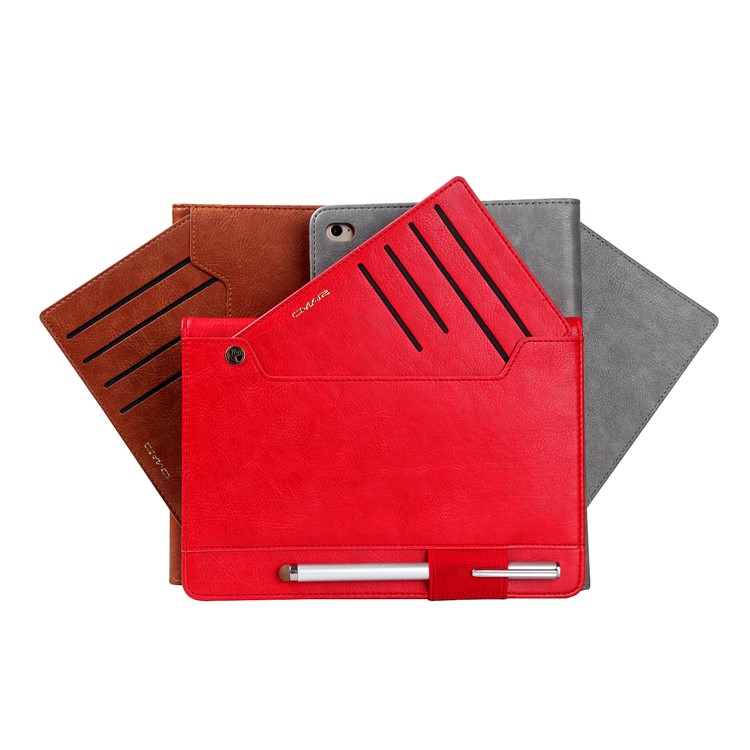 CMAI2 Leather Card Slots Stand Case with Stylus Pen Holder for iPad Mini 4 - Black-25