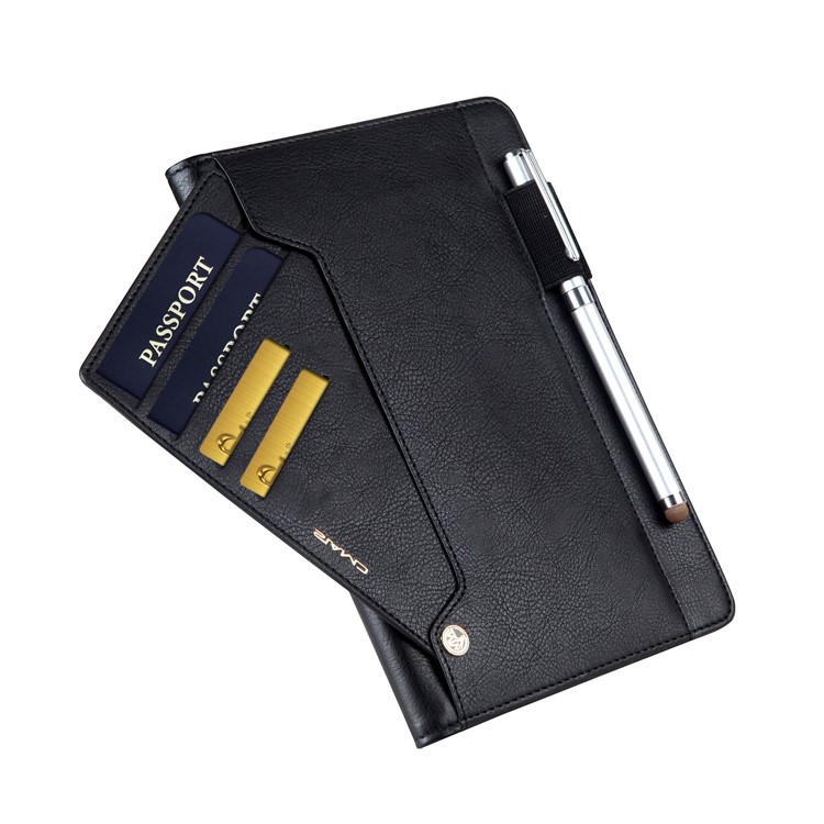 CMAI2 Leather Card Slots Stand Case with Stylus Pen Holder for iPad Mini 4 - Black-5
