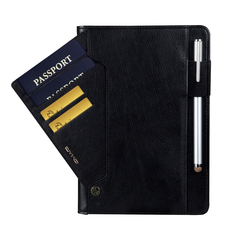 CMAI2 Leather Card Slots Stand Case with Stylus Pen Holder for iPad Mini 4 - Black-6