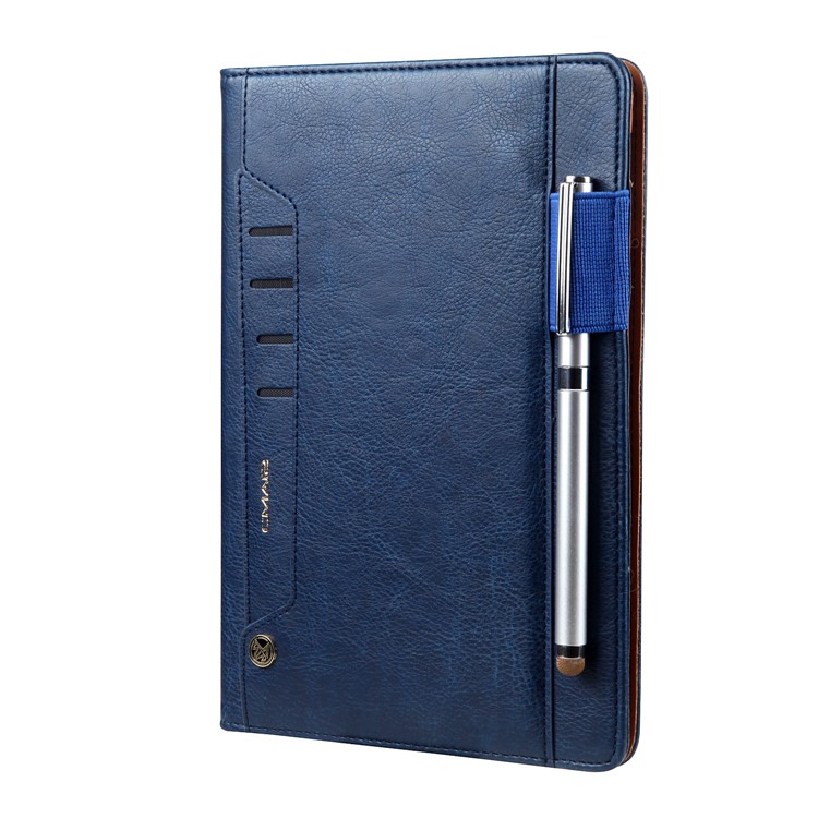 CMAI2 Leather Flip Cover com slots de fotos / cartões para iPad Mini 4 - escuro azul-1