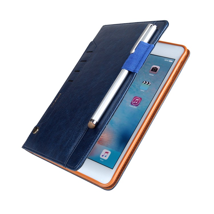 CMAI2 Leather Flip Cover com slots de fotos / cartões para iPad Mini 4 - escuro azul-11